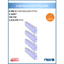 Glassmakro 8 mm Büyük H Cam Balkon Şeffaf Fitil 150 cm 4 Adet