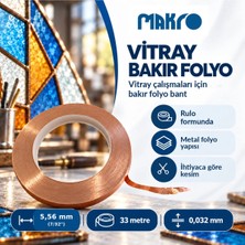 Glassmakro Vitray Bakır Folyo Bant 5,56 mm (7/32 Inç) x 33 M – 0,032 mm
