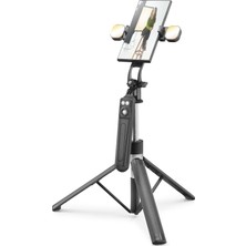 Elektronikçim Quadrupod Telefon Standı ve Selfie Çubuğu Çift LED Bluetooth Kumandalı 170 cm Siyah ND1030