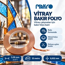 Glassmakro Vitray Bakır Folyo Bant 5,08 mm (1/5 Inç) x 33 M – 0,032 mm