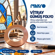 Glassmakro Vitray Gümüş Folyo Bant 4,76 mm (3/16 Inç) x 33 M – 0,032 mm