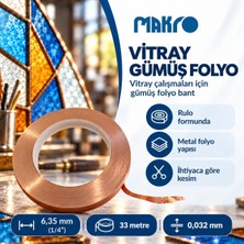 Glassmakro Vitray Gümüş Folyo Bant 6,35 mm (1/4 Inç) x 33 M – 0,032 mm