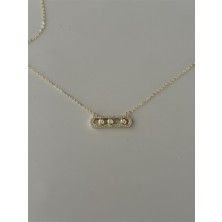 Messi Gold Zirkon Taşlı Hareketli Bilye Tasarım Kolye 14 K Altın Renk Kararmaz Kolye 46+5 cm
