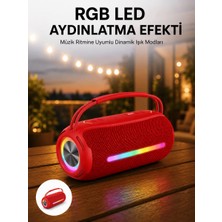Akıllı Bayi 360 Rgb Led'li Taşınabilir Bluetooth Hoparlör – Kırmızı, Usb/tf Destekli