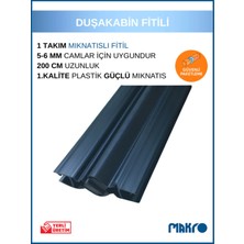 Glassmakro Duşakabin Siyah Mıknatıslı Fitil - 200 cm (4-5-6 Mm)