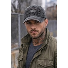 Gigi Luxe Orginal The Black Nakışlı Yıkamalı Deri Eskitme Cap Baseball Şapka Kep