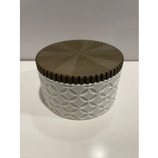 Bezos 3D Baskı 3lü Geometrik Desenli Kavanoz Seti Ahşap Görünümlü Kapaklı Dekoratif Mutfak Saklama Kabı 6-10-15 cm