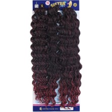 Sister Afro Dalgası Saç-Siyah Kızıl Ombreli 1b/bg
