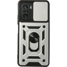 Xiaomi Poco F3 Kılıf Pars Lens Yüzüklü Silikon - Gümüş