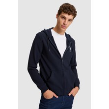 U.S. Polo Assn. Erkek Lacivert Kapüşonlu Fermuarlı  Örme Hırka 50329420-VR033