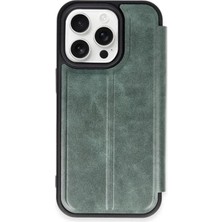 Apple iPhone 15 Pro Max Kılıf Flip Cover - Koyu Yeşil