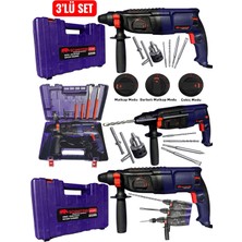 SCHMITZER Schmıtzer 3'lü Set SCH-2603M Pro 850 W Sds Plus Metal Şanzuman Profesyonel Darbeli Matkap Kırıcı Delici 26MM Hilti