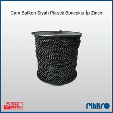 Glassmakro Cam Balkon Plastik Siyah Boncuklu Ip Zincirleri - 100 Metre