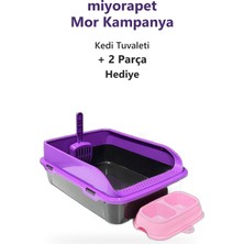 Chitto Shop Miyorapet Mor Kampanya Açık Kedi Tuvaleti - Kürek - Çift Mama Kabı Hediyeli