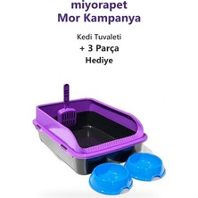 Chitto Shop Miyorapet Mor Kampanya Açık Kedi Tuvaleti - Kürek - 2 Mama Kabı Hediyeli