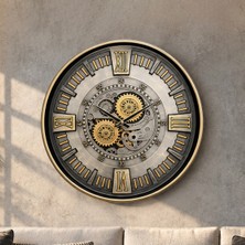 Yağmur Sanat Evi 60 cm Hareketli Çarklı, Berlin Antik, Metal Kasa ,önü Camlı Duvar Saati