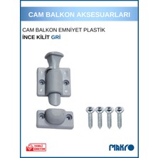 Glassmakro Cam Balkon Kilidi Ince Plastik Cam Balkon Emniyet Kilidi Gri