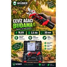 Wüber Çift Akülü Profesyonel Çelik Şanzuman Göstergeli Şarjlı Dal Ağaç Kesme Bağ Budama Makası