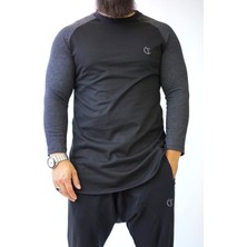 Takvame Erkek Uzun Kesim Long-Fit Oversize Sweatshirt – Siyah/antrasit