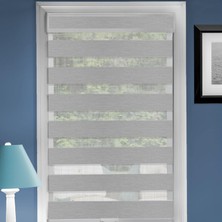 Akülü Göksel Şeffaf Çift Katmanlı Pencere Stor Perde - 90 cm Genişlik x 182 cm Uzunluk (Deri Gri) - Işık Filtreleme Vinil Pencere Gizlilik Panjurları