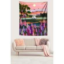 Gün Batımı Yolculuk Yoldaki Araba Leke Tutmaz Kumaş Duvar Örtüsü Duvar Halısı Tapestry Pntr