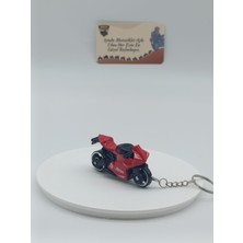 Süpersport Motosiklet Metal Anahtarlık Kırmızı - Diecast Yarış Motoru Figürü