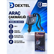Elma Shop 5 In 1  Araç Çakmaklık Şarj Cihazı - Hızlı Şarj Özellikli - Lazer Tavan Aydınlatma Ambianslı - 12-24 V Uyumlu - Çekmeli Makaralı Kablolu