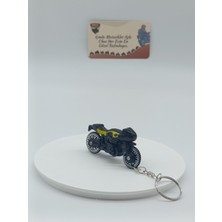 Scrambler Motosiklet Metal Anahtarlık Siyah - Diecast Cafe Racer Motor Figürü