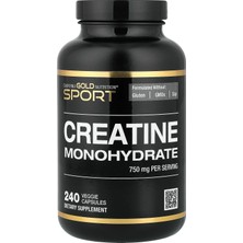 California Gold Nutrition Sport Saf Kreatin Monohidrat, 750 Mg, 240 Bitkisel Kapsül