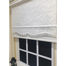 Beyaz Çiçekli Tül & Ekru Stor Çift Mekanizmalı Stor Perde Alüminyum Kasalı STB4003