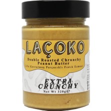 Die Grup Tr Laçoko 320 Gram Şekersiz, Katkısız, Glutensiz, Vegan, Doğal Çifte Kavrulmuş Parçacıklı (Extra Crunchy) Yer Fıstığı Ezmesi (320 Gram)