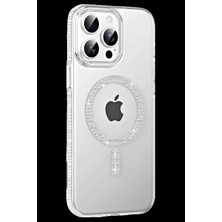 iPhone 14 Pro Max Move Taşlı Magsafe Kapak - Natural Grey