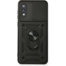 Samsung Galaxy A02 Kılıf Pars Lens Yüzüklü Silikon - Siyah
