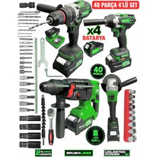 SCHMITZER Schmıtzer 4'lu-Set-Y Pro 21V 40 Parça Şarjlı Akülü 3 Modlu Hilti Matkap Somun Sıkma Sökme Taşlama