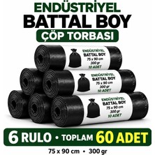 Liva Ambalaj Battal Boy Sızdırmaz Endüstriyel Çöp Poşeti 75X90 cm 6 Rulo 60 Adet  - 300gr  Ekstra Dayanıklı