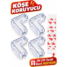 Cina Max 4 Adet Şeffaf Köşe Koruyucu Bebek Çocuk Yaşlı Cam Masa Mermer Sehpa Mobilya Kenar Koruması