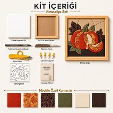 Kitier Bal Kabağı Kinusaiga Kumaş Tablo Hobi Kiti, Çerçeveli Kendin Yap Seti 23X23 cm