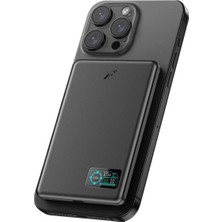 PW595 5.000 Mah Dijital Göstergeli 20W Type-C ve 15W Kablosuz Şarj Pd Hızlı Şarj Magsafe Powerbank - Siyah