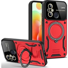 Hsc Bilişim Redmi 12C Kılıf Joy Lens Standlı Kapak - Kırmızı