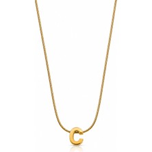 Bilfa Gold Kaplama C Harfi Minimalist Yılan Zincir Kadın Kolye