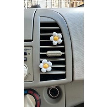 Temungur 3lü Mini Beyaz Papatya Çiçeği Araba Klima Süsü Klips Süslemeleri Araç Içi Araç Aksesuar