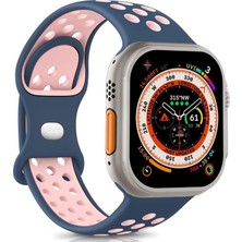 Microsonic Apple Watch Series 12 42MM Kordon Rainbow Band Lacivert Pembe