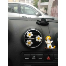 Temungur 3lü Mini Soğuk Beyaz Papatya Çiçeği Araba Klima Süsü Klips Süslemeleri Araç Içi Araç Aksesuar