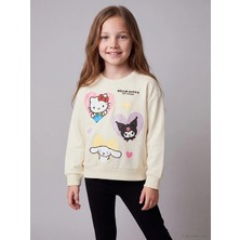 Lc Waikiki Yeni Sezon Ekru Hello Kitty Baskılı Kız Çocuk Sweatshirt