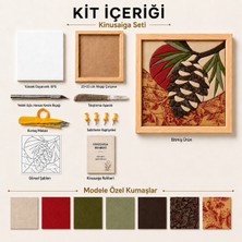 Kitier Kozalak Kinusaiga Kumaş Tablo Hobi Kiti, Çerçeveli Kendin Yap Seti 23X23 cm