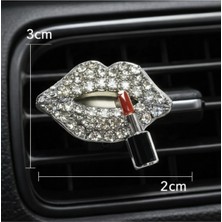 Temungur Taşlı Dudak Figürlü Araç Içi Klima Süsü – Mini Kristal Gümüş Tasarım (3×2 Cm)