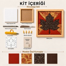 Kitier Sonbahar Yaprak Kinusaiga Kumaş Tablo Hobi Kiti, Çerçeveli Kendin Yap Seti 23X23 cm