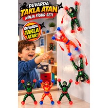 Medushop 3'lü Duvara Yapışan Takla Atan Ninja Figür Oyuncak Seti Hareketli Çocuk Oyuncağı 4+ Yaş