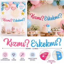 Avcı Parti Dünyası Kız Mı Erkek Mi Cinsiyet Partisi Kaligrafi Banner 220 cm Boy Kız Baby Shower Süsü