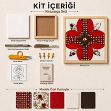 Kitier Lale Kinusaiga Kumaş Tablo Sanatı Hobi Kiti, Dikişsiz Patchwork Çerçeveli Hobi Seti 23X23 cm